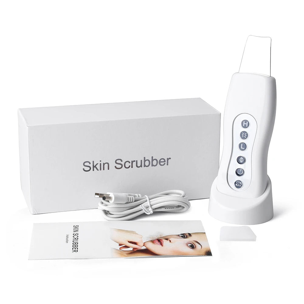 Ultrasonic Skin Scrubber Deep Facial Cleaner Ion Acne Blackhead Remover Peeling Shovel Cleaner Facial Massager Face Lift Machine