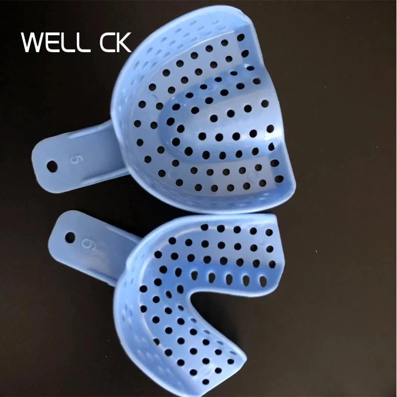 9Pcs/Set Blue Disposable  Dental Impression Trays Plastic Teeth Holders Denture Model Materials Oral Hygiene  Dentist Product