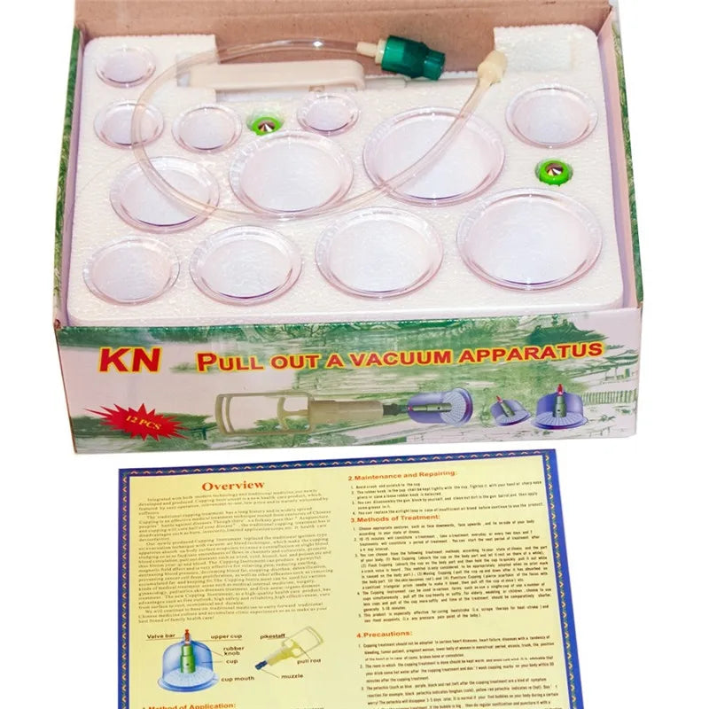 12 Cups Vacuum Cupping Massage  Acupuncture Chinese Vacuum Cupping Suction Therapy Massage Device