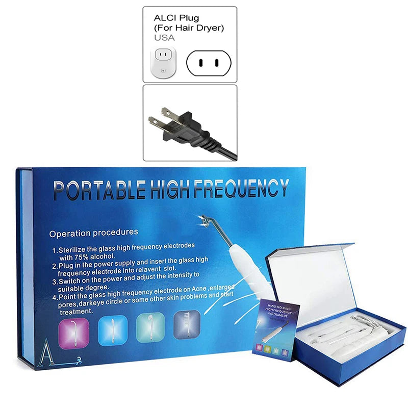 Portable Handheld High Frequency Skin Therapy Wand Electrode Glass Tube Skin Wrinkle Reducing Alta Frecuencia Wands