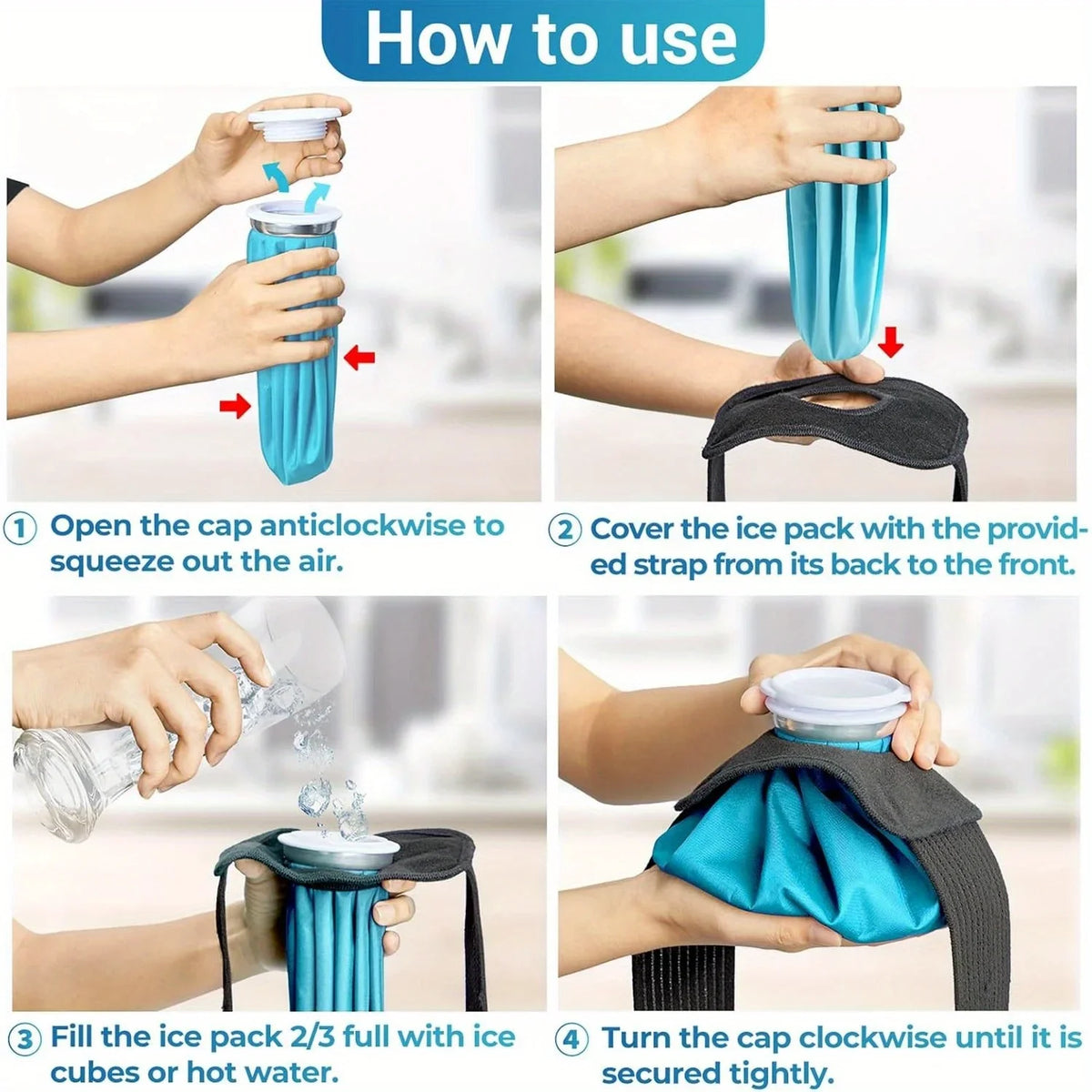 Ice Bag[6", 9" &11" ] Hot and Cold Reusable Ice Bag, Elastic Breathable Support Wrap，(for Hot Therapy is 50-60℃)