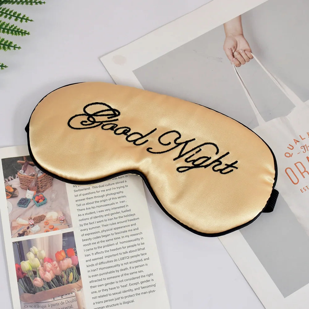 Embroidered Silk Sleep Mask Silk Eye Mask Soft Blackout Blindfold With Adjustable Strap Sleeping Eye Cover Mask For Travel