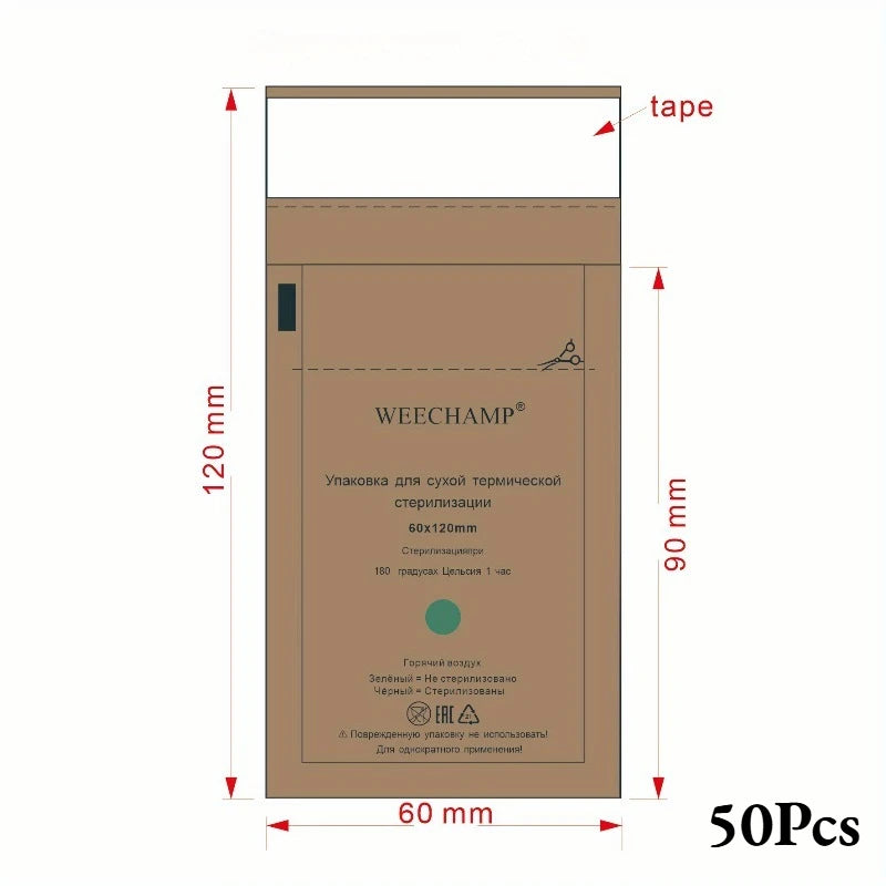 50Pcs Nail Sterilizer Bags Manicure Kraft Bags Nail Art Clean Tools Sterilization Disposable Nail Disinfection Accessories