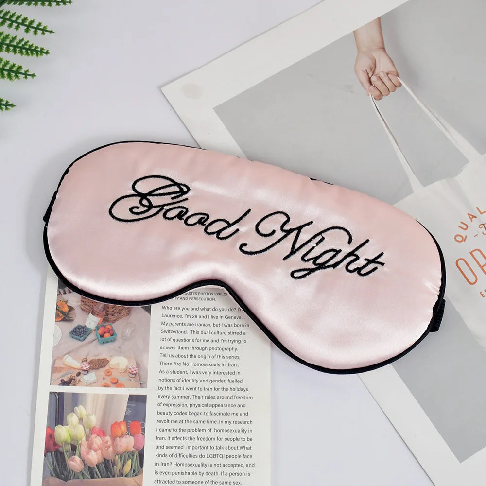 Embroidered Silk Sleep Mask Silk Eye Mask Soft Blackout Blindfold With Adjustable Strap Sleeping Eye Cover Mask For Travel