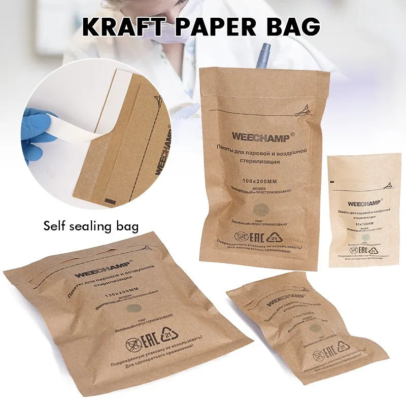 50Pcs Nail Sterilizer Bags Manicure Kraft Bags Nail Art Clean Tools Sterilization Disposable Nail Disinfection Accessories