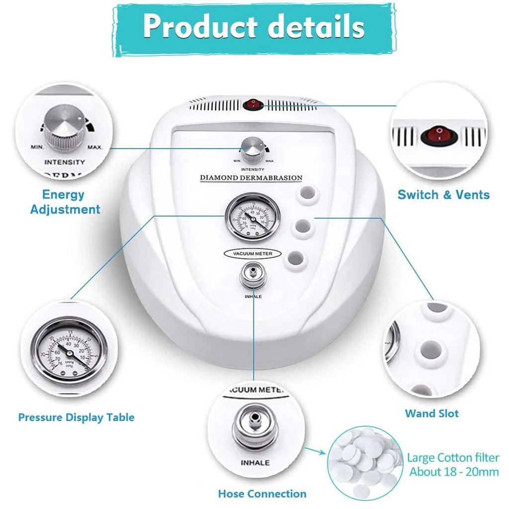 Diamond Microdermabrasion Machine, 65-68cmHg Suction Power Professional Dermabrasion, Home Use Facial Skin Care Equipment