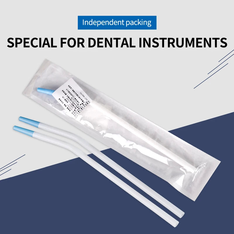50pcs/pack Dentist Clinic Disposable Surgical Suction Tips Suction Tube with Adaptor Long Slim type Dental Consumable Material