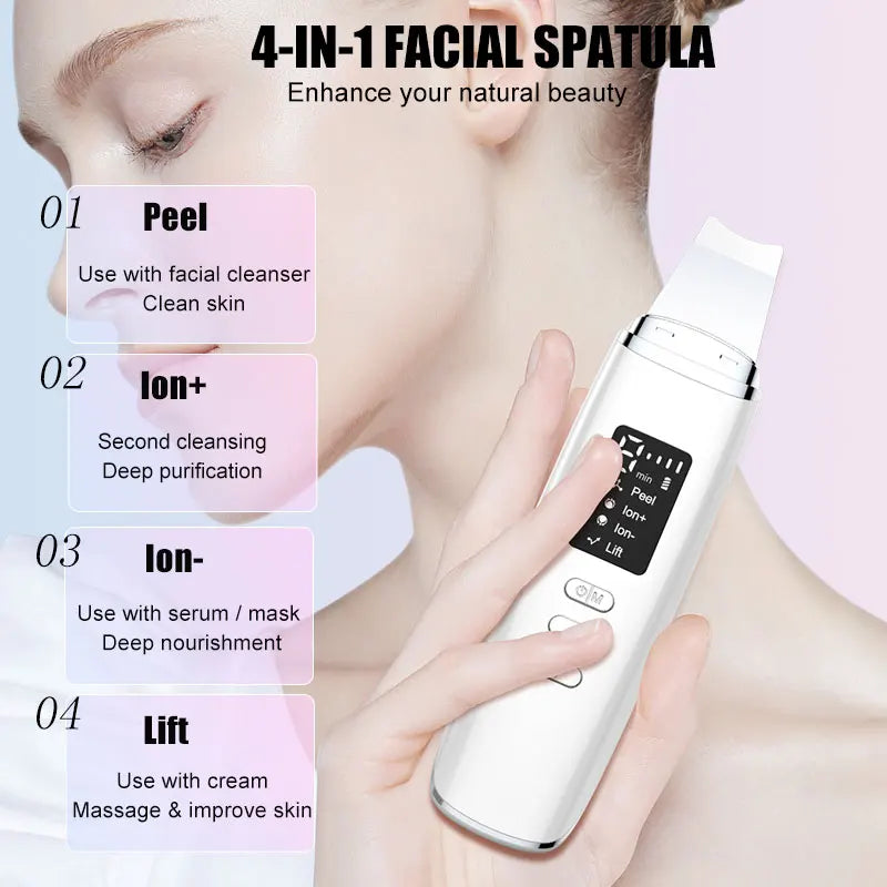Ultrasonic Skin Scrubber Ultrasonic Deep Face Cleaning Peeling Blackhead Remover Facial Shovel Cleanser Lifting Skin Care