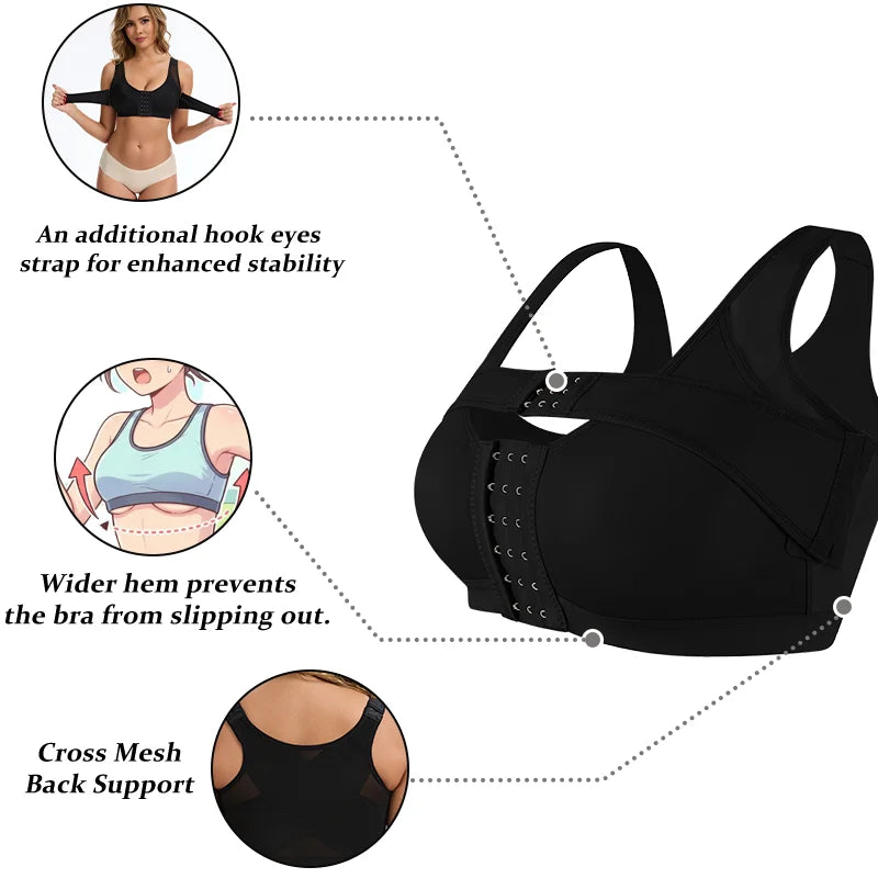 Post-Surgery Front Closure Bra for Women Compression Push Up Body Shaper Sexy Shapewear with Breast Support Band Breathable Top
