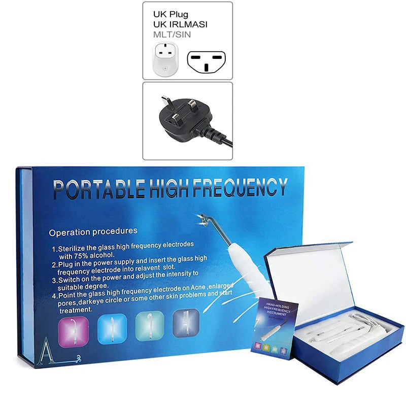 Portable Handheld High Frequency Skin Therapy Wand Electrode Glass Tube Skin Wrinkle Reducing Alta Frecuencia Wands