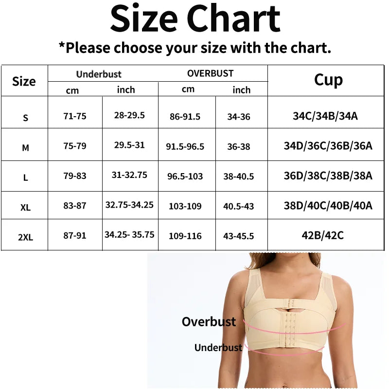 Post-Surgery Front Closure Bra for Women Compression Push Up Body Shaper Sexy Shapewear with Breast Support Band Breathable Top