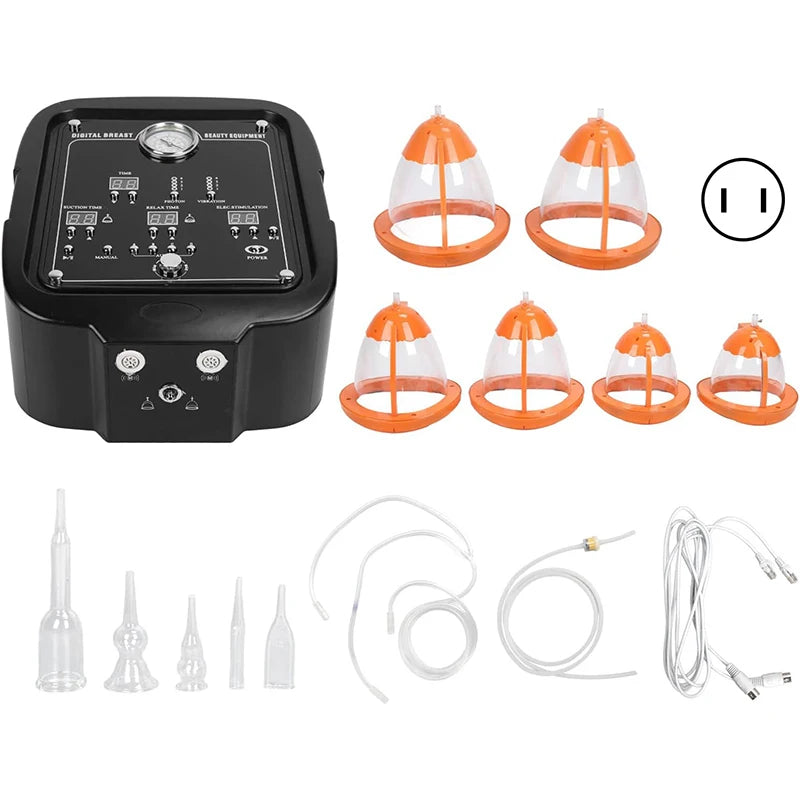 Vacuum Therapy Machine for Breast Enhancement and Butt Lift - 6 Cup Body Massager for Skin Tightening and Cellulite Reduction