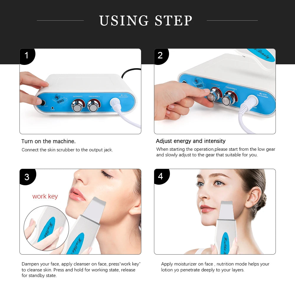 2025 New Ultrasonic Facial Skin Scrubber For Deep Cleaning Blackhead Acne Spots Remover Home Used Beauty Tool Skin Care Device