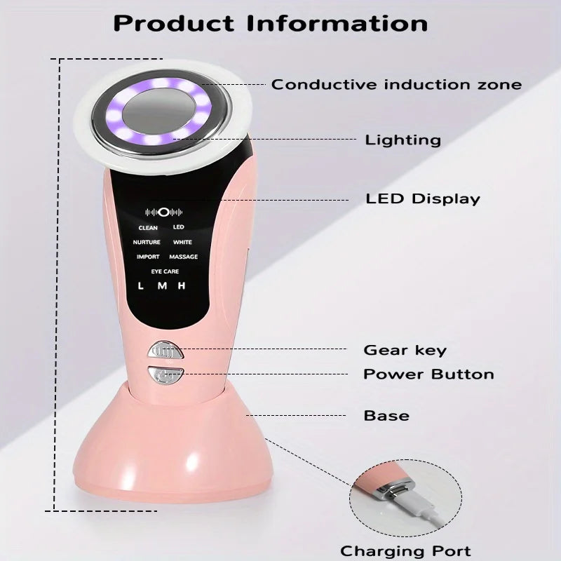 Handheld facial lifting and massage beauty device, electric V-face beauty device, facial, neck and eye beauty instrument, light-