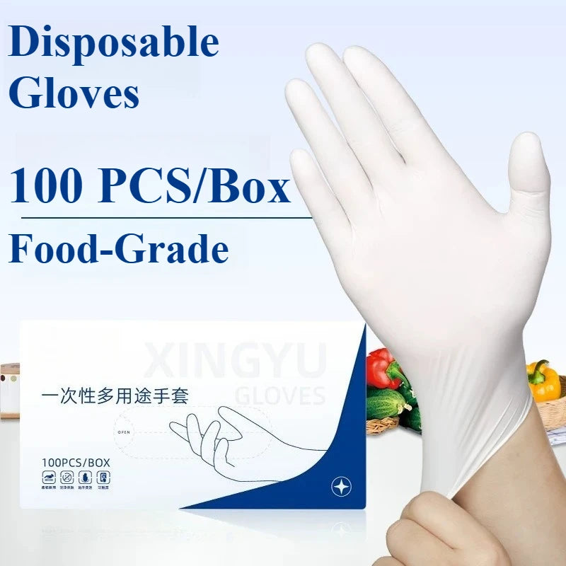 100-PCS Disposable Nitrile Gloves: Heavy-Duty, Waterproof & Anti-Slip for Kitchen Cleaning