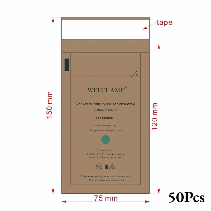 50Pcs Nail Sterilizer Bags Manicure Kraft Bags Nail Art Clean Tools Sterilization Disposable Nail Disinfection Accessories