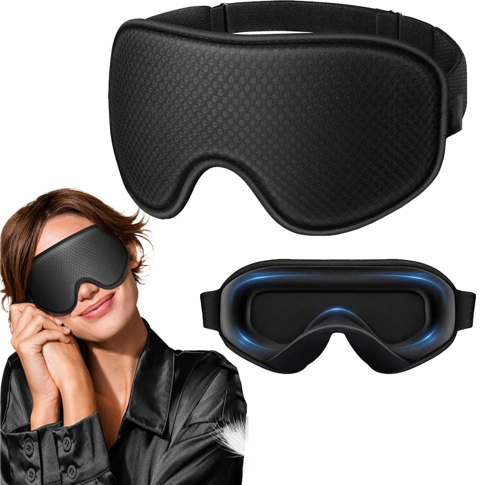 Sleep Mask Blackout Eye Masks for Sleep-3D Breathable Soft Comfortable Eye Mask for Travel-Adjustable Night Masks for Sleeping