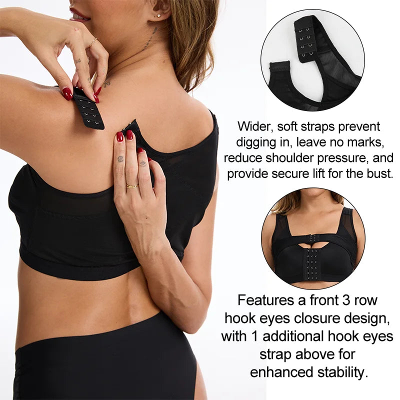 Post-Surgery Front Closure Bra for Women Compression Push Up Body Shaper Sexy Shapewear with Breast Support Band Breathable Top
