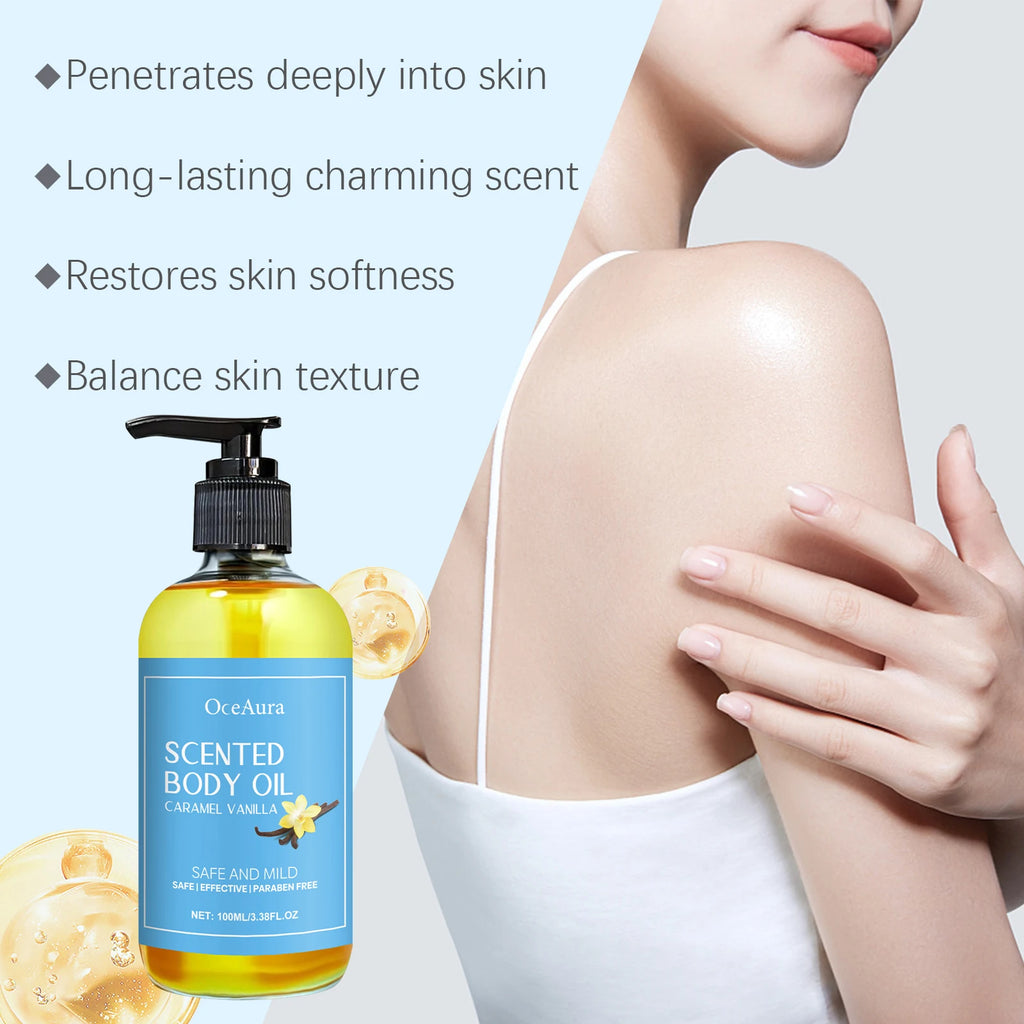Caramel Vanilla Body Massage Oil Improve Moisturizing Relieve Stress Strengthen Nourishing Muscle Relaxing Body SPA Body Oils