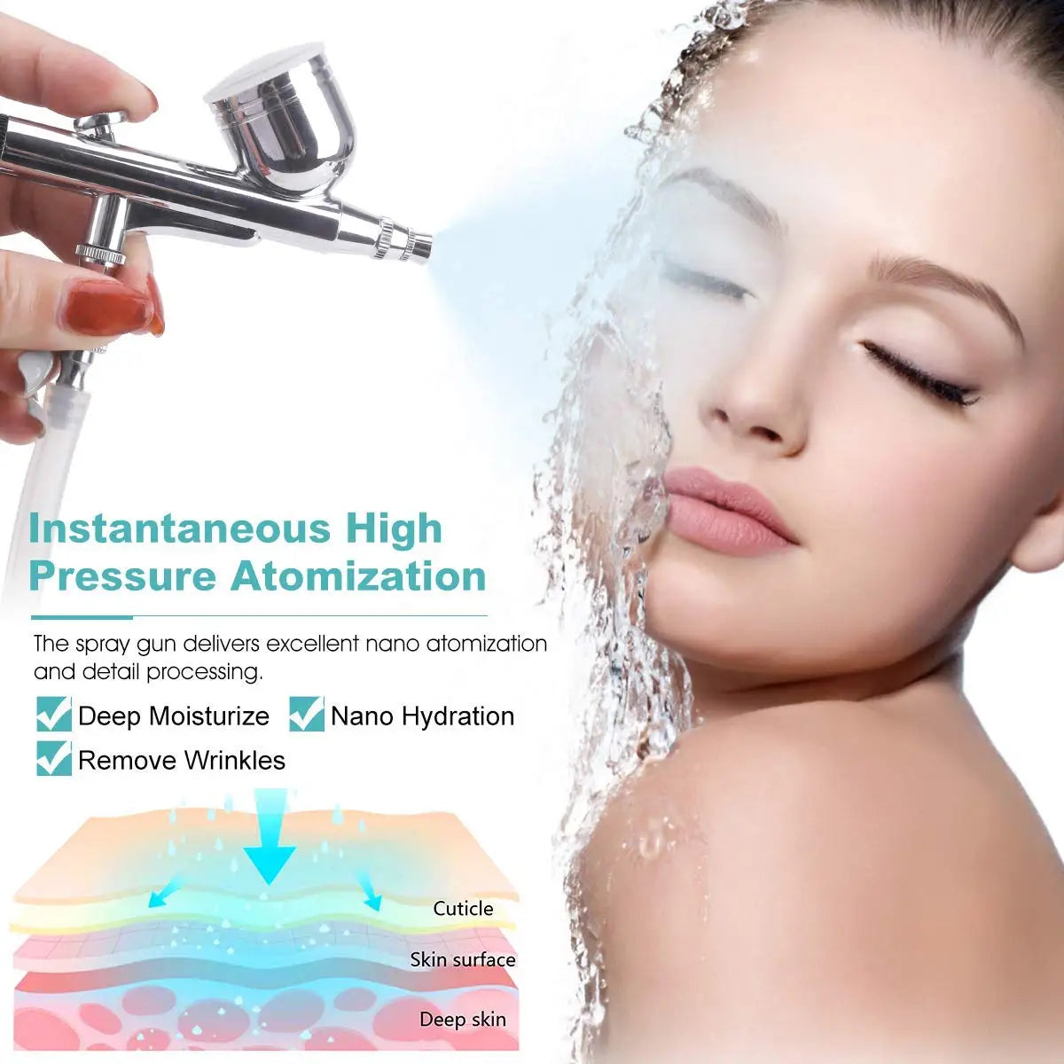 Professional Diamond Microdermabrasion Machine with Water Spray 65-68cmHg Suction Facial Exfoliation Skin Dermabrasion Machine