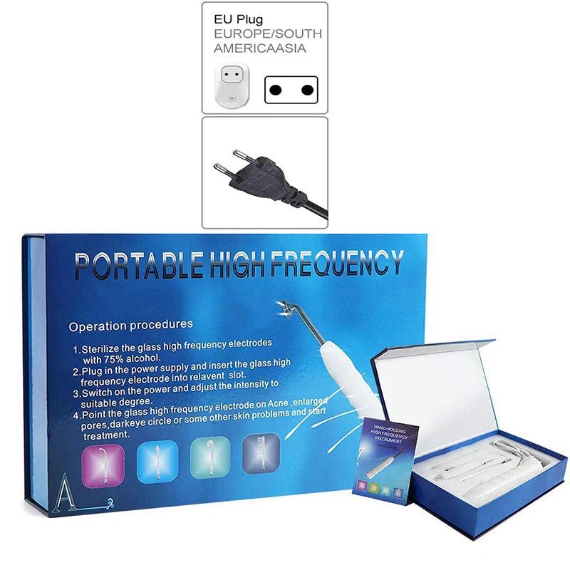 Portable Handheld High Frequency Skin Therapy Wand Electrode Glass Tube Skin Wrinkle Reducing Alta Frecuencia Wands