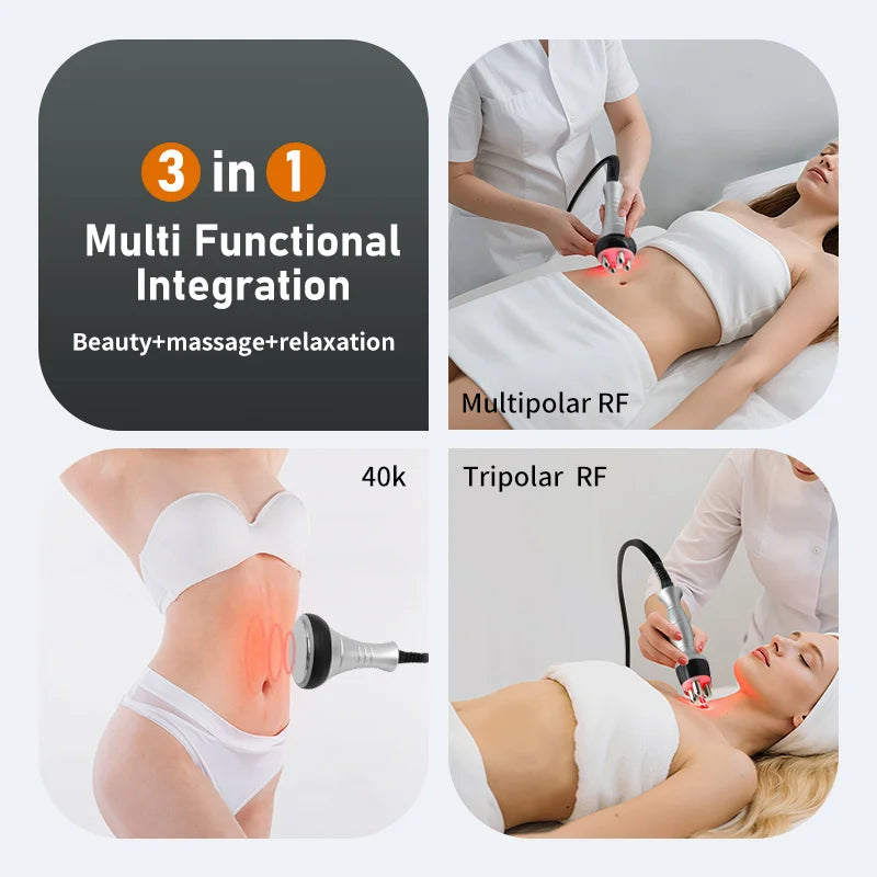 3 In 1 Beauty Body Slimming Massager Cavitation Machine Multi-Functional Device Face Body Tightening Lifting Spa Skincare Tool