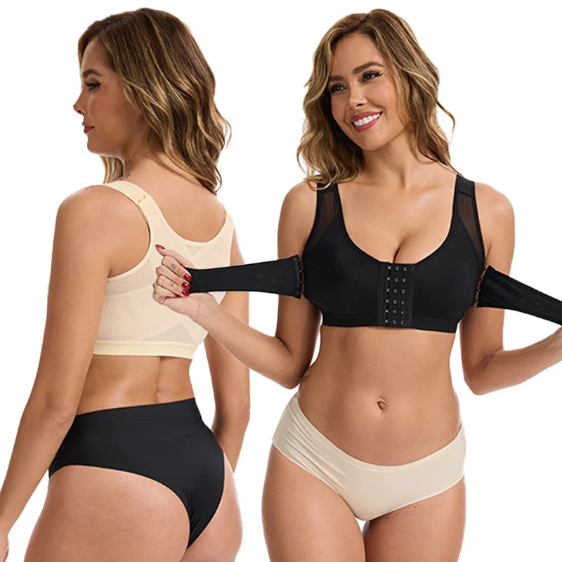 Post-Surgery Front Closure Bra for Women Compression Push Up Body Shaper Sexy Shapewear with Breast Support Band Breathable Top
