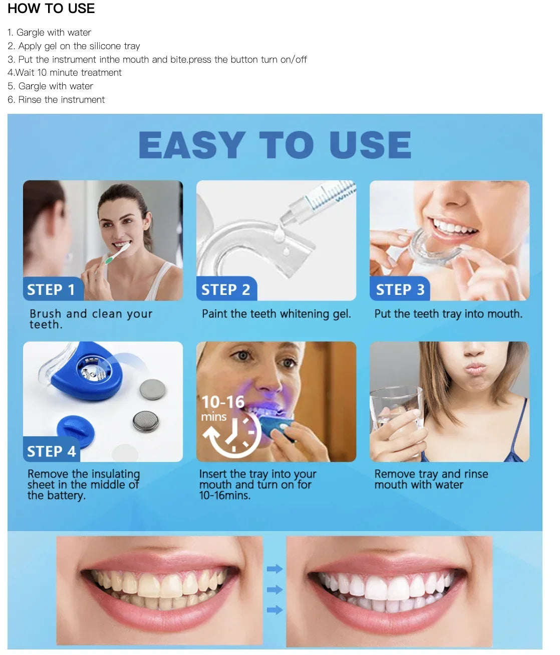 Home Use Teeth Whitening Kit Oral gels Tooth Whitener Bleaching White With 44% Peroxide whitening teeth gels dental brush