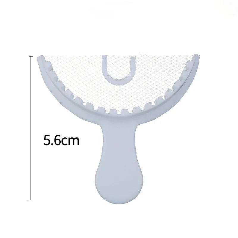 50pcs Disposable Dental Bite Impression Trays Kits Teeth Registration Impression Tray with Plastic Rigid Frame and Non-Tear Mesh