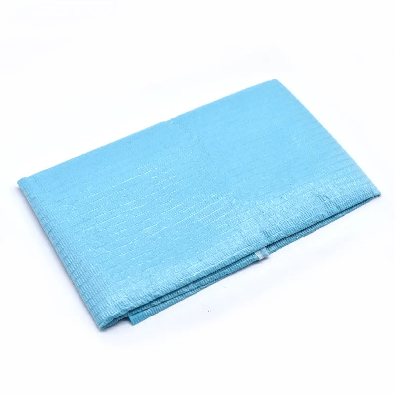 30 Pcs/pack Disposable Dental Bibs with Individual Ties Waterproof Sheets Blue