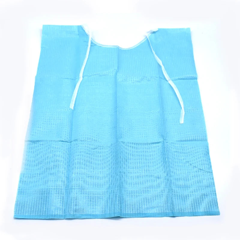 30 Pcs/pack Disposable Dental Bibs with Individual Ties Waterproof Sheets Blue