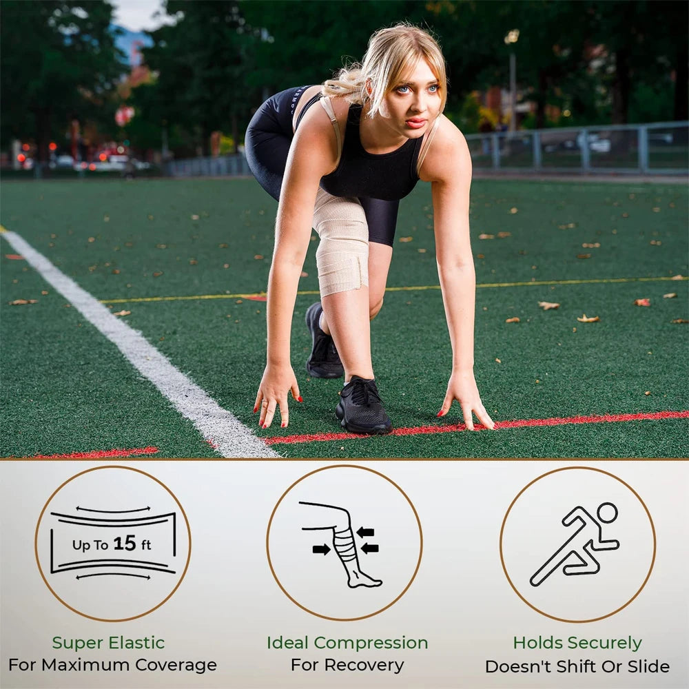 1 Roll Elastic Bandage Wrap Compression Bandage with Self-Closure,Ideal for ,Calf,Sports,Sprains,Wrist,Ankle and Foot