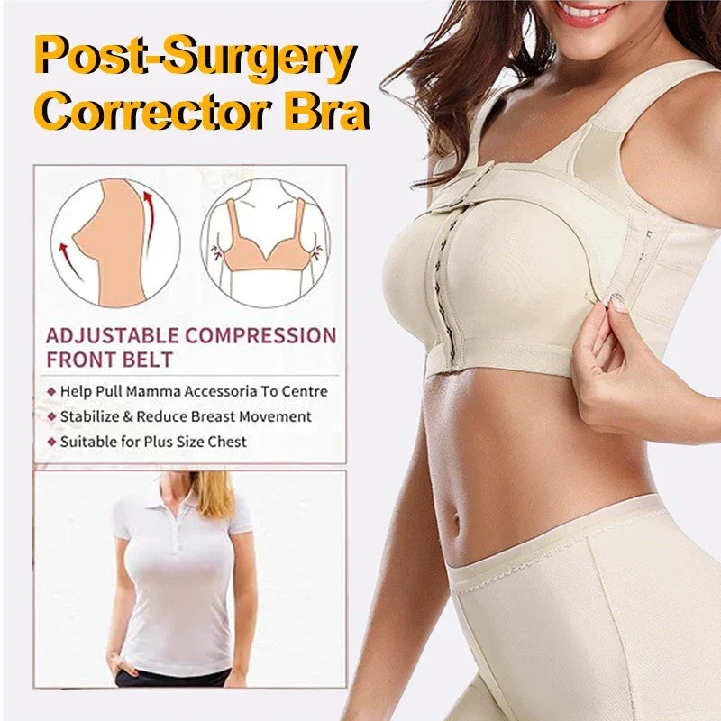 Guudia Front Hook Post Surgery Bra Front Closure Surgical Recovery Everyday Bra Wireless Mastectomy Bra with Adjustable Straps