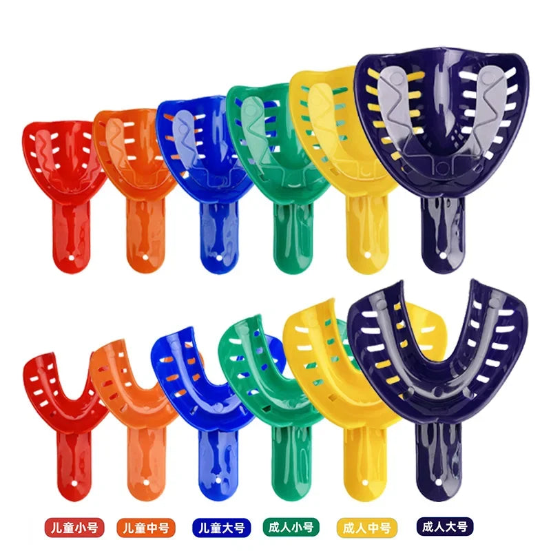 10Pcs=5Pair Disposable Dental Impression Trays Plastic Teeth Holder Trays Are Rounded Edges for Childrens Adults Cleaning Tools