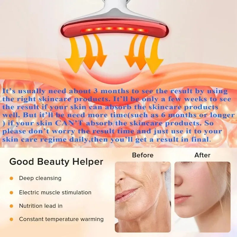 Handheld 7-color Facial Therapy Beauty Device with 3 Beauty Modes, USB Rechargeable Facial Wrinkle and Anti-aging Skin Care Tool