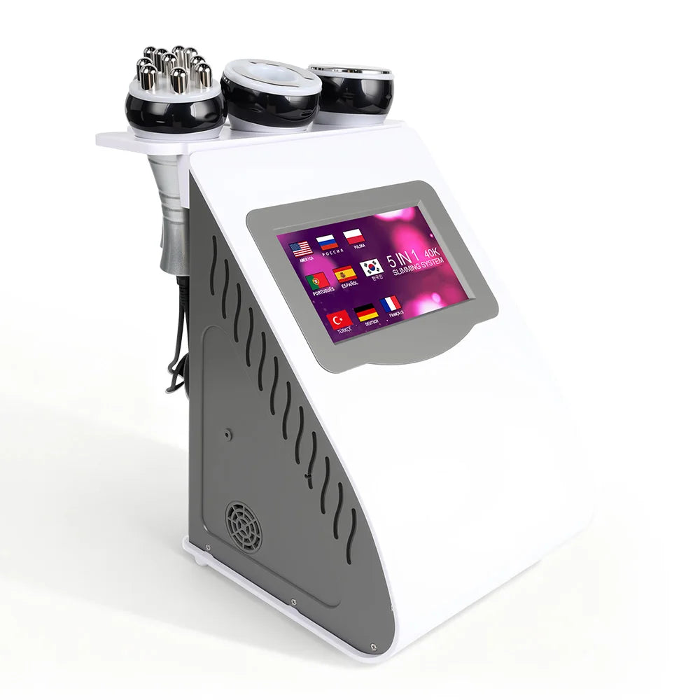 5 in 1 40K Ultrasonic Cavitation RF Vacuum Beauty Machine with Laser Pads for Skin Smoothing Body Shaping Home Salon Care Device