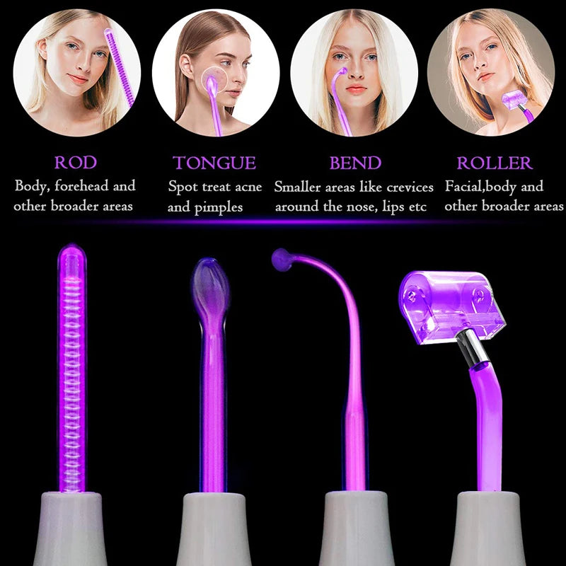 Portable Handheld High Frequency Skin Therapy Wand Electrode Glass Tube Skin Wrinkle Reducing Alta Frecuencia Wands