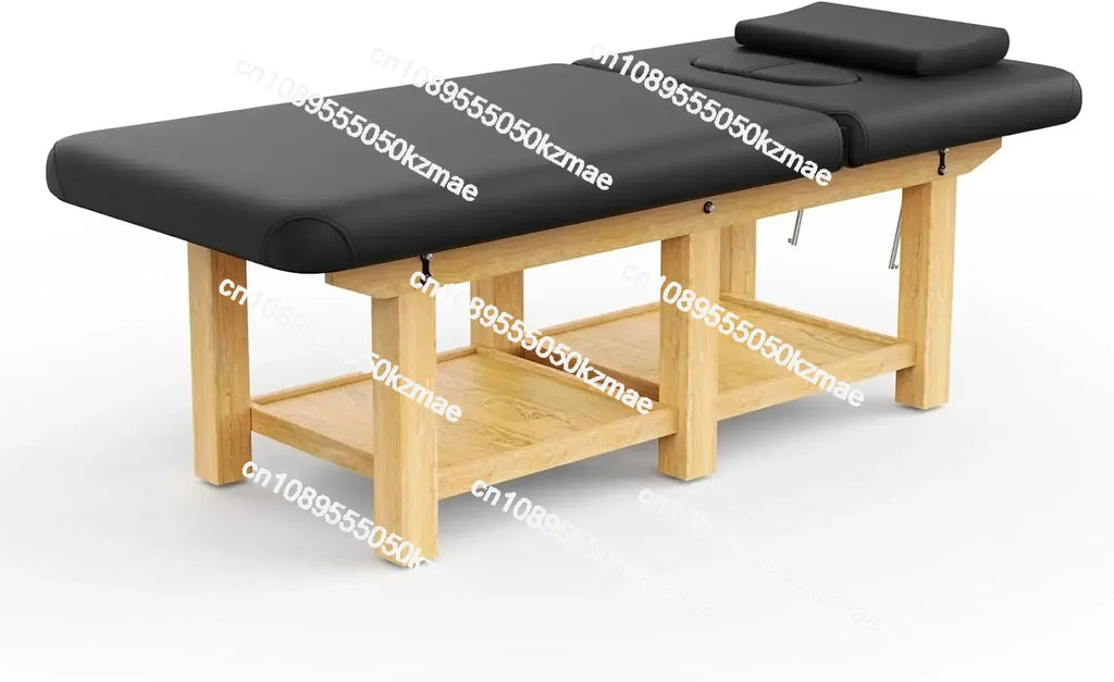 Wood Wide Stationary Massage Table for Treatment Table Physical Therapy Table Spa Facial Bed PU Leather 31.5'' W × 75'' L Heavy