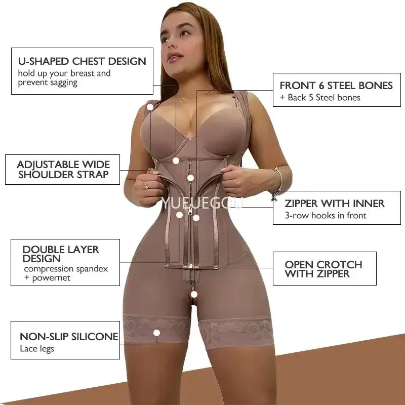 Colombian Fajas Postpartum High Compression Shaper Full Body Tummy Control & Butt Lift Girdle Breathable Slimming Underbust