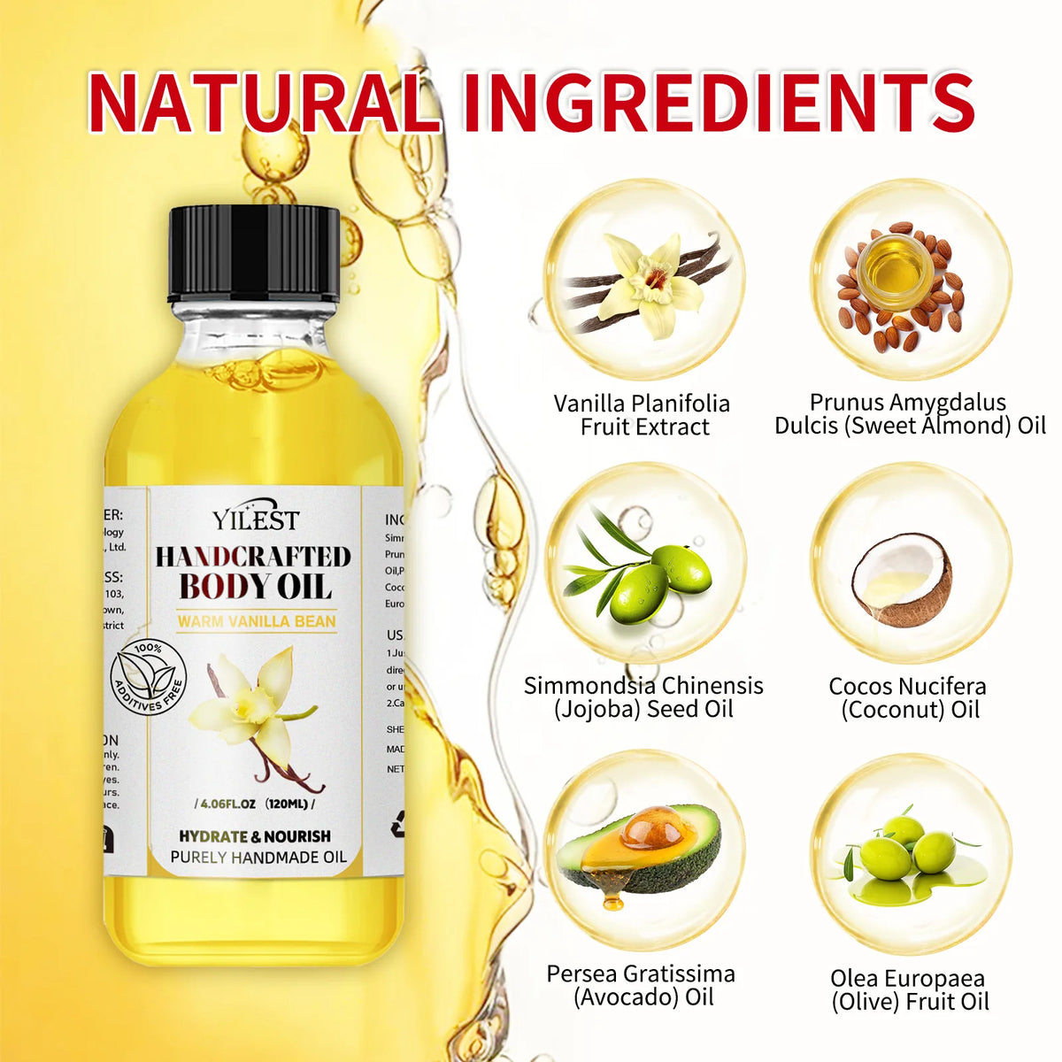 120ml Body Massage Oil Moisturizing Relieve Relaxing Body Stress Strengthen Nourishing Muscle Improve SPA Plant Essential Oils