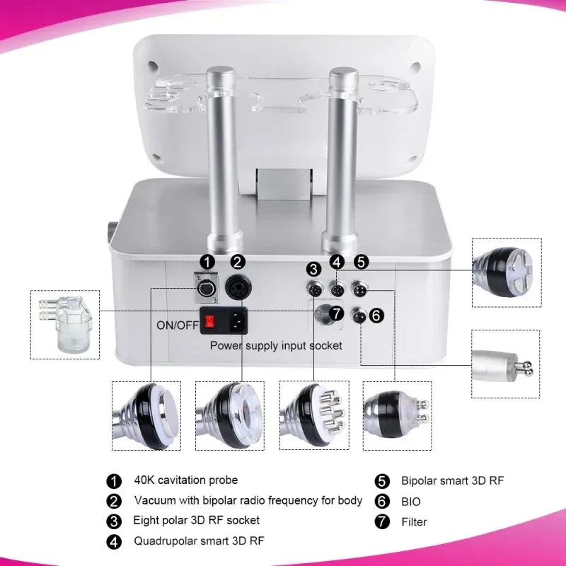 Portable 40K Cavitation RF Vacuum Fat Burning Machine Home Use for Body Slimming Weight Loss Cellulite Removal Lymph Drainage