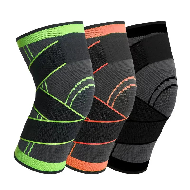 Compression strap wrapped knee pads for basketball, running, fitness, cycling, knitted sports, compression and breathability