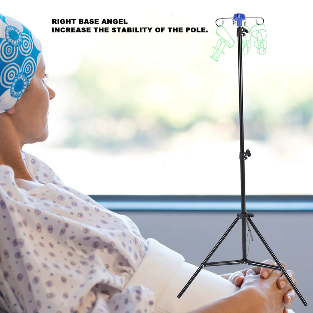 IV Pole Aluminum Alloy Drip Irrigation Rack Portable IV Pole Drip Bag Stand Intravenous Foldable Pole Stand for Clinic Home Care