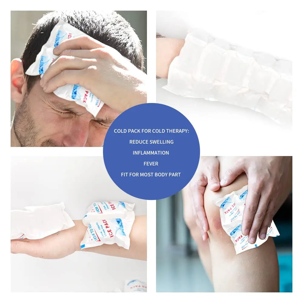 Gel Ice Packs 4X6 Ice Bag Reusable Cold Compress Packs for Injuries, Pain Relief, Safe Non Toxic and Food Storage lunch canned