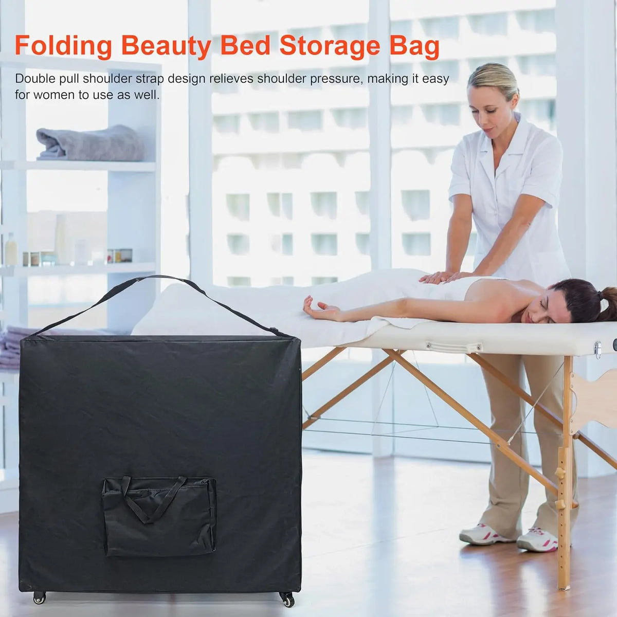 Professional Massage Table Carrying Bag With Wheels&Shoulder Strap Heavy-Duty Foldable Storage Case For Portable Massage Bed