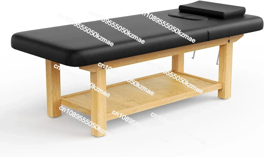 Wood Wide Stationary Massage Table for Treatment Table Physical Therapy Table Spa Facial Bed PU Leather 31.5'' W × 75'' L Heavy