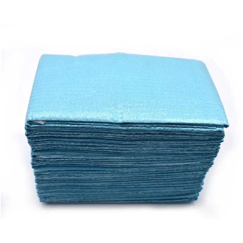 30 Pcs/pack Disposable Dental Bibs with Individual Ties Waterproof Sheets Blue