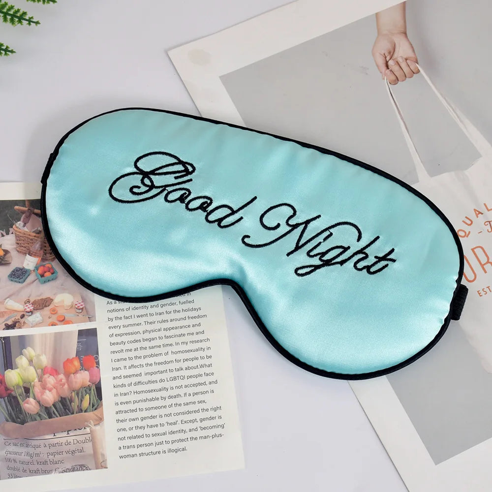 Embroidered Silk Sleep Mask Silk Eye Mask Soft Blackout Blindfold With Adjustable Strap Sleeping Eye Cover Mask For Travel