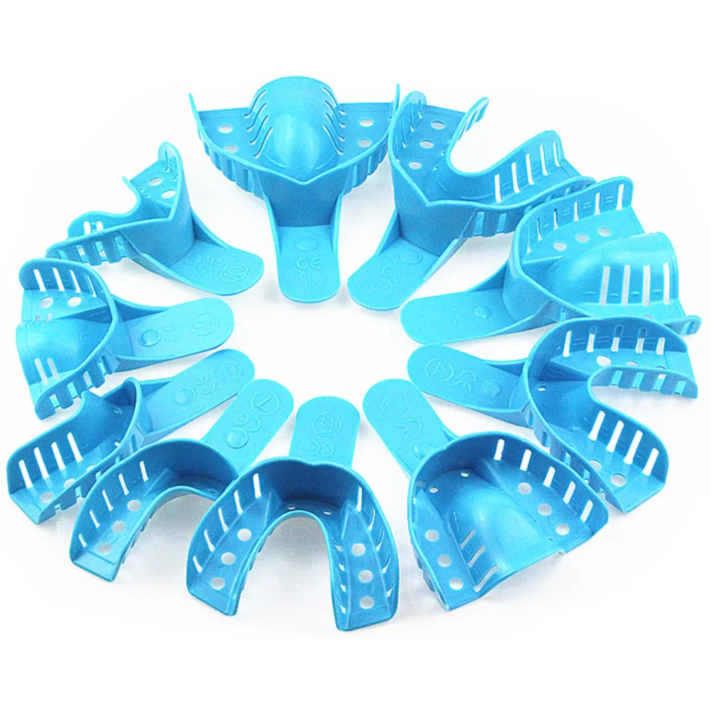 10Pcs/Set Disposable Plastic Dental Impression Trays Adult And Children Central Materials Teeth Holder Oral Care Dentistry