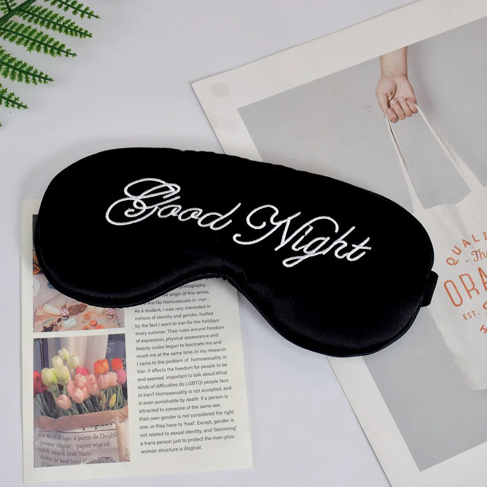 Embroidered Silk Sleep Mask Silk Eye Mask Soft Blackout Blindfold With Adjustable Strap Sleeping Eye Cover Mask For Travel